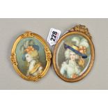 TWO LATE 19TH CENTURY MINIATURES AFTER THE 18TH CENTURY ORIGINAL PORTRAITS OF MRS SIDDONS AND MRS