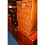 A MAHOGANY CHEST OF FOUR DRAWERS, together with two hi-fi cabinets and a two door cabinet (4)