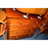 A VICTORIAN MAHOGANY CHEST OF TWO SHORT AND THREE LONG DRAWERS, width 106cm x depth 47cm x height