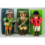 THREE BOXED LONDON OWL COMPANY FIGURES, 'The Country Squire', 'The Huntsman', 'The Fisherman', all