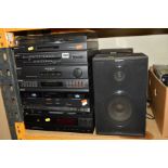 A SONY HIFI WITH TWO SPEAKERS together with a JVC XL-E34X compact disc player (4)