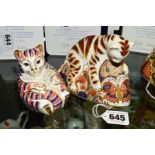 A ROYAL CROWN DERBY PAPERWEIGHT, 'Bengal Tiger Cub', with gold stopper