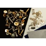 A SELECTION OF CUFFLINKS, to include a pair of circular Wedgwood black Jasperware cufflinks,