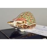 A BOXED ROYAL CROWN DERBY LIMITED EDITION PAPERWEIGHT, 'Ashbourne Hedgehog' No252/500, with