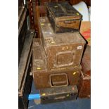 TWO AMMO CRATES, deed box and wooden tool box (4)