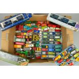 A QUANTITY OF UNBOXED AND ASSORTED PLAYWORN DIECAST VEHICLES, mainly Matchbox and Corgi Juniors/