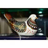 A BOXED ROYAL CROWN DERBY PAPERWEIGHT, 'Turtle Dove' with gold stopper