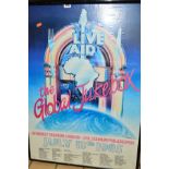 AN ORIGINAL 1985 LIVE AID POSTER, 'The Global Jukebox' promoting the Wembley and JFK stadium in