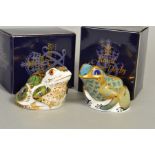 TWO BOXED ROYAL CROWN DERBY PAPERWEIGHTS, 'Mulberry Hall Frog' limited edition No413/500