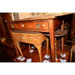 A GEORGIAN MAHOGANY AND INLAID SIDE TABLE with a single drawer, width 81cm x depth 48cm x height