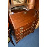 A GEORGIAN MAHOGANY FALL FRONT BUREAU, width 87cm x depth 47cm x height 105cm (sd)