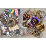 A LARGE BAG OF COSTUME JEWELLERY, to include mainly bangles, some a/f