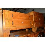 TWO VARIOUS OAK CHEST DRAWERS, an Edwardian chest of three drawers and an oak dressing chest (4)