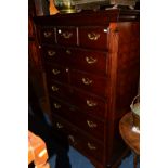 A TALL THOMASVILLE REPRODUCTION MAHOGANY CHEST OF SIX LONG GRADUATED DRAWERS, width 109cm x depth