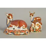 TWO ROYAL CROWN DERBY PAPERWEIGHTS, 'Deer' and 'Fawn' both exclusively for Collectors Guild, and