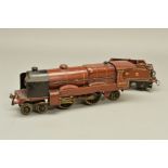 AN UNBOXED HORNBY O GAUGE LOCOMOTIVE AND TENDER, 'Royal Scot' No.6100, faded L.M.S. maroon livery,