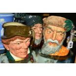 THREE ROYAL DOULTON LARGE CHARACTER JUGS, 'Robinson Crusoe' D6532 (foot print on shoulder), 'Rip Van