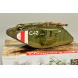 A BOXED KING & COUNTRY WWI MK4 HEAVY TANK 'C' SQUADRON ROYAL TANK REGT, FW49, appears complete in