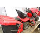 A COUNTAX D50-LN DIESEL RIDE ON LAWN MOWER (two keys) with grass box together with an scarifier