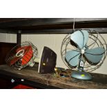 A VINTAGE FROST BLUE ENAMELLED FAN (missing cable) together with a jet 12 fan (2)