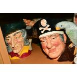 THREE ROYAL DOULTON CHARACTER JUGS, 'Long John Silver' D6335, 'The Poacher' D6429 and 'Pied Piper'