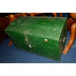 A VINTAGE PAINTED DOMED TOPPED TRUNK