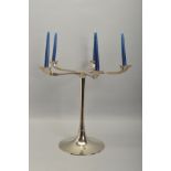 A MID 20TH CENTURY CHROME FIVE BRANCH CANDELABRA, height 48.5cm