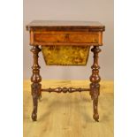 A VICTORIAN WALNUT, SIMULATED WALNUT AND BURR WALNUT GAMES AND WORK TABLE, the hinged rectangular