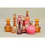 A COLLECTION OF 19TH/20TH CENTURY SCENT BOTTLES, etc, to include a British flash cut example with