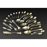 A PARCEL OF 18TH, 19TH AND 20TH CENTURY SILVER FLATWARE, including Old English and Fiddle