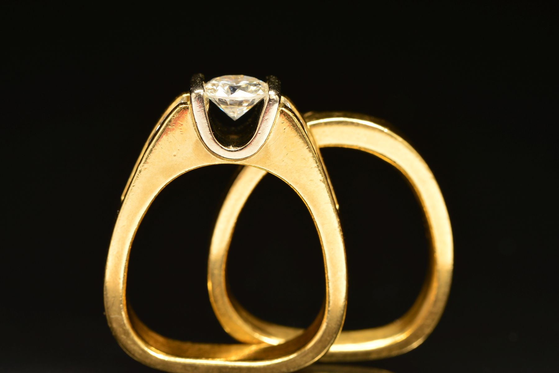 TWO RINGS, the first an abstract design diamond ring, centring on a principle modern round brilliant - Image 5 of 5
