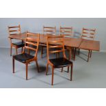 KAI KRISTIANSEN FOR KORUP STOLEFABRIK, a set of six 1960's ladderback chairs covered with black