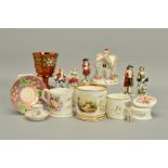 A COLLECTION OF EARLY 19TH TO EARLY 20TH CENTURY POTTERY AND PORCELAIN, including copper lustre