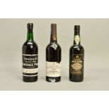 TWO BOTTLES OF VINTAGE PORT AND A BOTTLE OF MADEIRA, comprising a bottle of Taylor's Quinta de