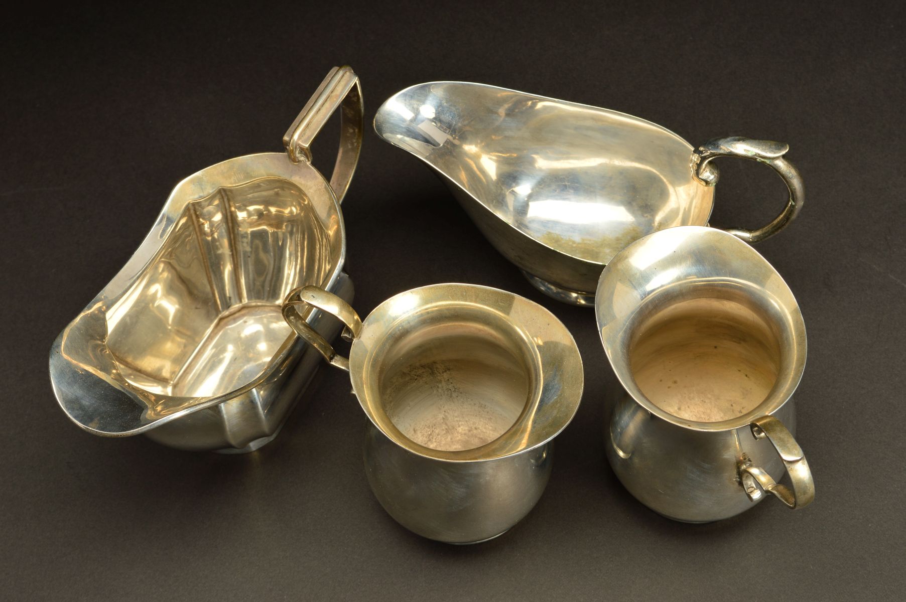A PAIR OF GEORGE VI SILVER BALUSTER CREAM JUGS, 'S' scroll handles, makers James Dixon & Sons Ltd, - Image 5 of 5