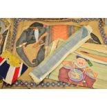 20TH CENTURY INDIAN/MOGHUL AND CHINESE SCHOOL, a quantity of gouache on fabric studies, comprising