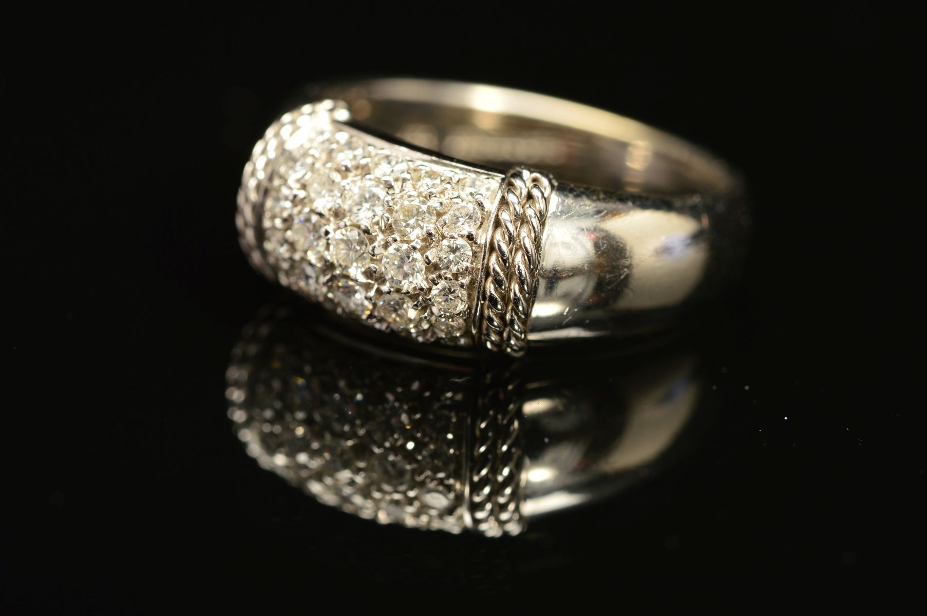 A MODERN PICCHIOTTI 18CT WHITE GOLD AND DIAMOND SET RING, pave diamond set, together with a