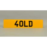 PRIVATE REGISTRATION CAR NUMBER PLATE, 4OLD, with retention document