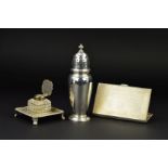 A GEORGE V SILVER SUGAR CASTER, of baluster form, knopped finial with foliate pierced sifter,