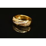 A MODERN 18CT GOLD DIAMOND PAVE SET BAND RING, approximate total diamond weight 1.16ct, colour