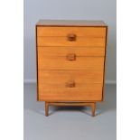 IB KOFOD LARSEN, FOR GPLAN DANISH RANGE, a teak chest of six long graduated drawers with adjoining