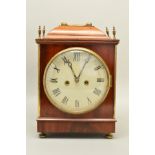 AN EARLY 19TH CENTURY BRACKET CLOCK MOVEMENT IN A LATER MAHOGANY CASE, painted dial with repainted