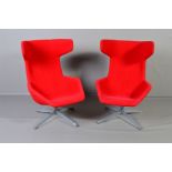 A PAIR OF MOROSO, TAKE A LINE FOR A WALK LOUNGE CHAIRS, for Alfredo Haberli, covered in stitching