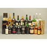 A COLLECTION OF COGNAC, PORT AND OTHER SPIRITS, comprising two bottles of Martell VS Three Star