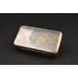 A GEORGE III SILVER RECTANGULAR SNUFF BOX, plain case, gilt interior, makers Richard Lockwood & John