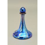 A SIDDY LANGLEY SCENT BOTTLE WITH STOPPER IN THE FORM OF A SHIPS DECANTER, having an iridescent
