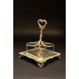 A WILLIAM IV SILVER FOUR DIVISION CRUET STAND BY WILLIAM BATEMAN (II) FOR RUNDELL, BRIDGE & CO,