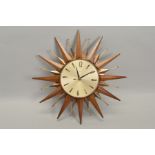 A 1960’S METAMEC SUNBURST CLOCK, diameter 44.5cm