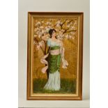 EARLY 20TH CENTURY BRITISH SCHOOL, Art Nouveau style lady posed standing beside a small tree covered
