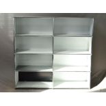 USM HALLER CHROME FRAMED MODULAR SHELVING SYSTEM, comprising eight open shelves with enclosed back